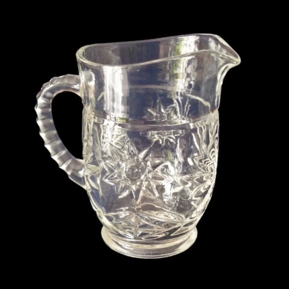 Vintage Prescut Clear Pressed Glass Small Pitcher by Anchor Hocking MCM